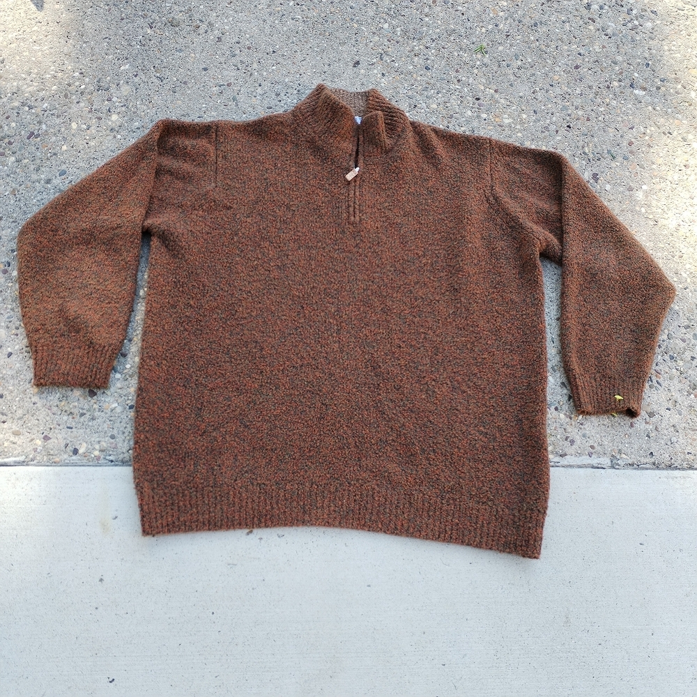 Gran Sasso Men’s 1/4 Zip Sweater, Sz 52, Brown Cashmere/Wool Italy